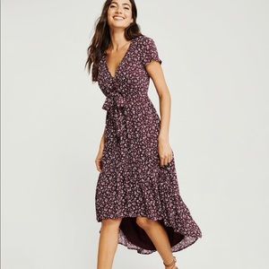 NWT RUFFLE MIDI DRESS POCKETS ABERCROMBIE MEDIUM